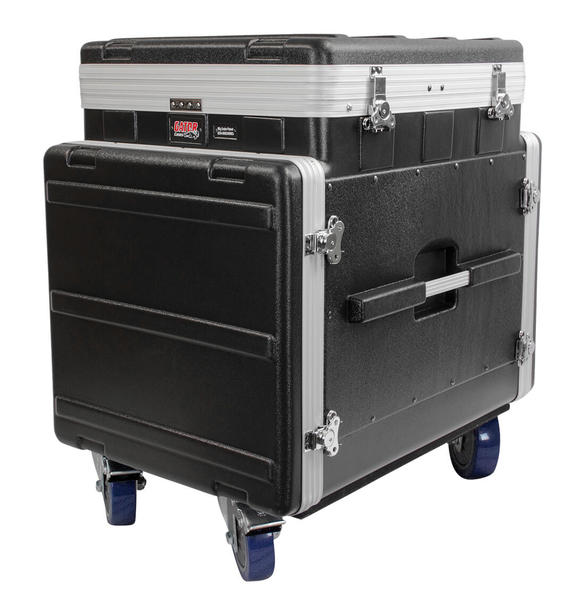 GRC-12X10 PU ATA MOLDED PE POP-UP CONSOLE RACK; 12U TOP; 10U BOTTOM; W/ CASTERS